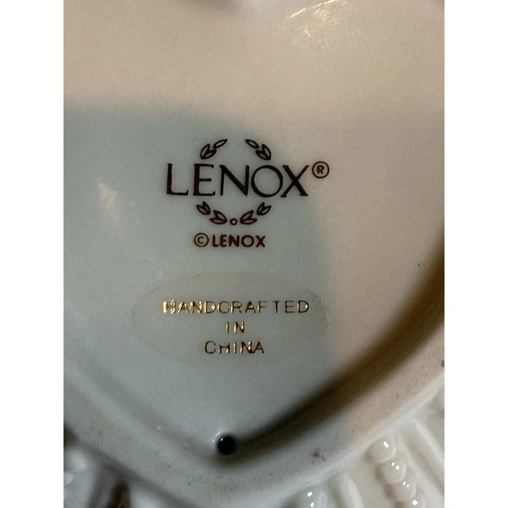 Lenox Heart Votive Tea Light Candle Holder Ivory Gold Trim Roses Floral 4